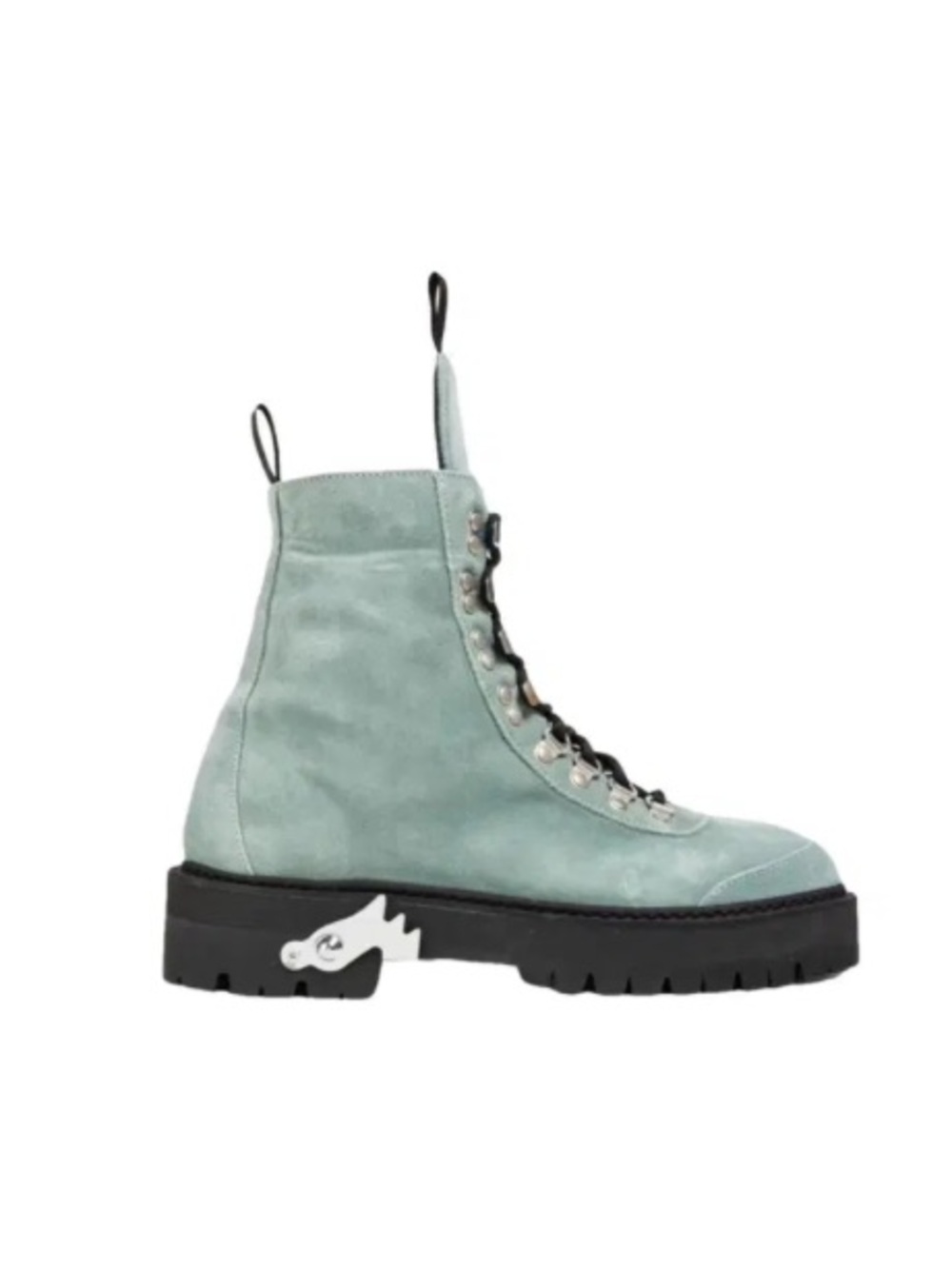 OFF-WHITE Women’s Lace-Up Suede Combat Boots in Mint